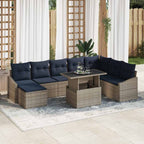 Gartensofa-set mit Kissen 9 pcs Grau und Marineblau