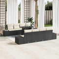 Gartensofa-set mit Kissen mit Speicher 9 pcs Schwarz und Creme