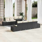 Gartensofa-set mit Kissen mit Speicher 9 pcs Schwarz und Creme