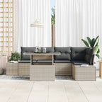Garten-Sofa-Set mit Speicher 6 pcs Hellgrau Poly Rattan