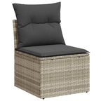Garten-Sofa-Set mit Speicher 6 pcs Hellgrau Poly Rattan