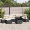 Garten-Sofa-Set mit Speicher 8 pcs Schwarz Poly Rattan