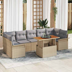 Garten-Sofa-Set mit Speicher 8 pcs Beige Poly Rattan