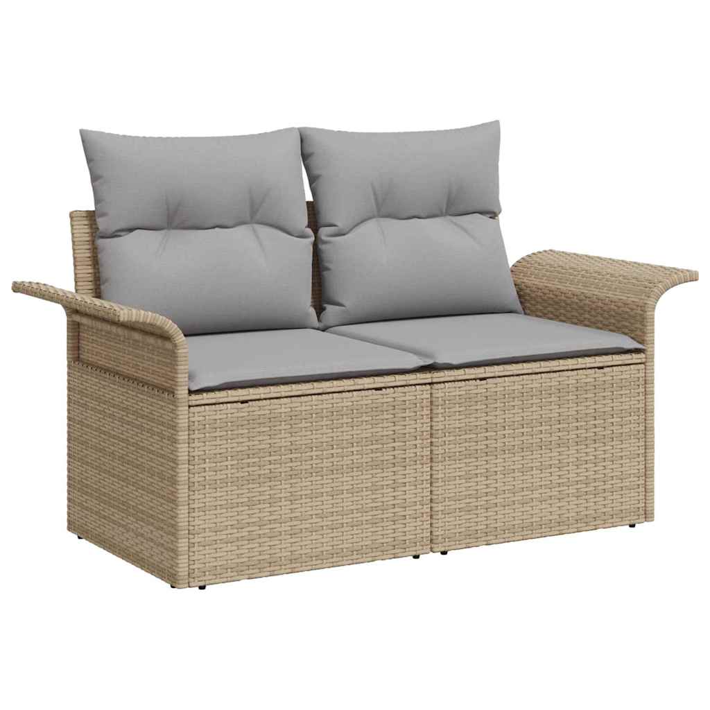 Garten-Sofa-Set mit Speicher 8 pcs Beige Poly Rattan