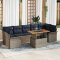 Garten-Sofa-Set mit Speicher 8 pcs Grau Poly Rattan