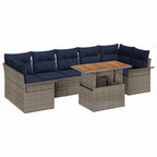Garten-Sofa-Set mit Speicher 8 pcs Grau Poly Rattan