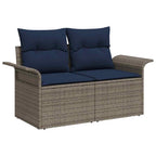 Garten-Sofa-Set mit Speicher 8 pcs Grau Poly Rattan