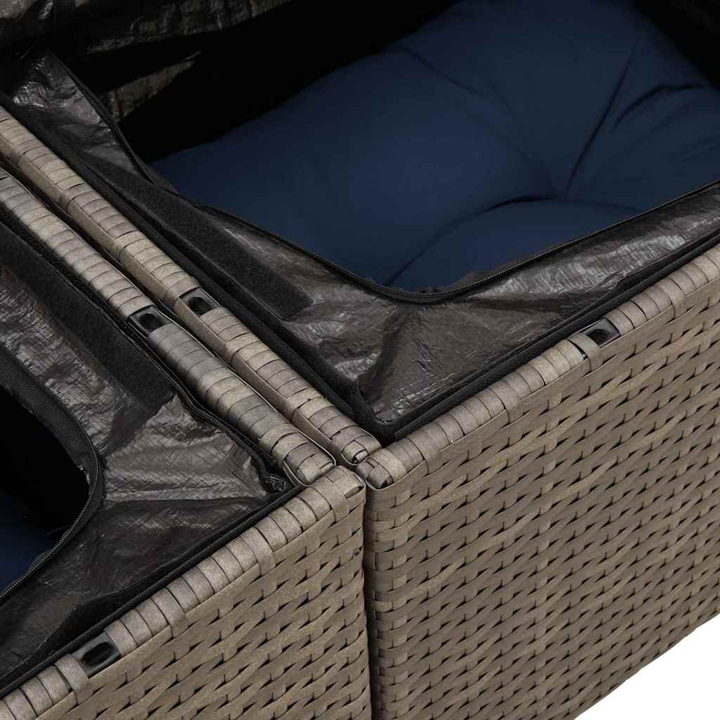 Garten-Sofa-Set mit Speicher 5 pcs Grau Poly Rattan