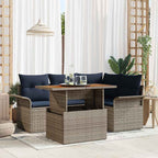 Garten-Sofa-Set mit Speicher 5 pcs Grau Poly Rattan