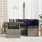Garten-Sofa-Set mit Speicher 5 pcs Grau Poly Rattan