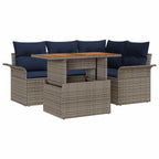Garten-Sofa-Set mit Speicher 5 pcs Grau Poly Rattan