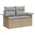 Garten-Sofa-Set mit Speicher 7 pcs Beige Poly Rattan