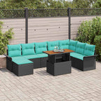 Garten-Sofa-Set mit Speicher 9 pcs Schwarz Poly Rattan