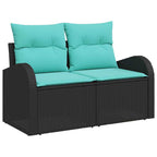 Garten-Sofa-Set mit Speicher 9 pcs Schwarz Poly Rattan