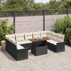 Garten-Sofa-Set mit Speicher 10 pcs Schwarz Poly Rattan