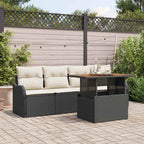 Gartensofa-set mit Speicher 5 pcs Schwarz Poly-Rattan