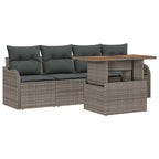 Gartensofa-set mit Speicher 5 pcs Grau Poly-Rattan