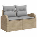 Garten-Sofa-Set mit Speicher 7 pcs Beige Poly Rattan