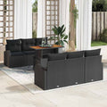 Garten-Sofa-Set mit Speicher 7 pcs Schwarz Poly Rattan