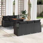 Garten-Sofa-Set mit Speicher 7 pcs Schwarz Poly Rattan