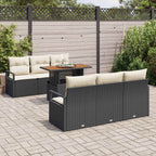 Garten-Sofa-Set mit Speicher 7 pcs Schwarz Poly Rattan