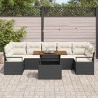 Garten-Sofa-Set mit Speicher 8 pcs Schwarz Poly Rattan