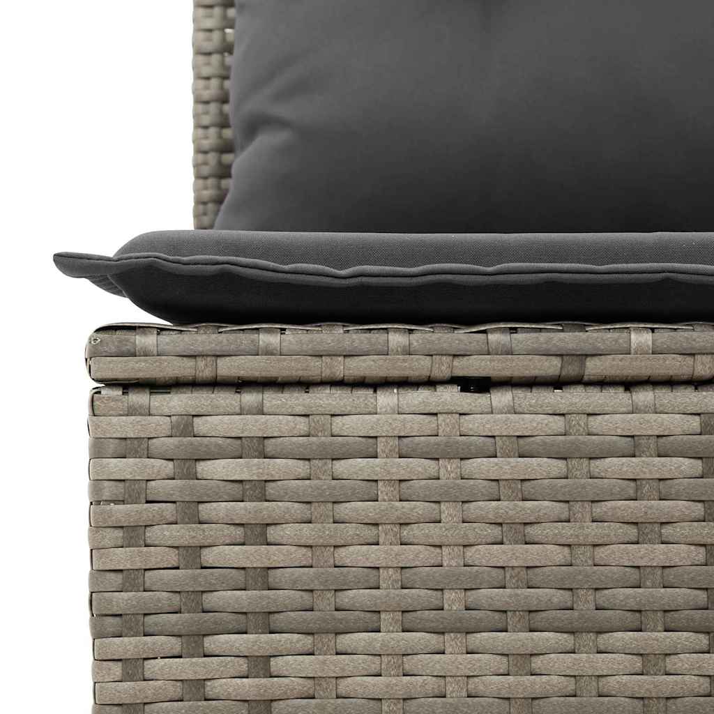 Garten-Sofa-Set mit Speicher 8 pcs Grau Poly Rattan