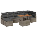 Garten-Sofa-Set mit Speicher 8 pcs Grau Poly Rattan