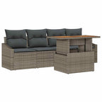 Garten-Sofa-Set mit Speicher 5 pcs Grau Poly Rattan