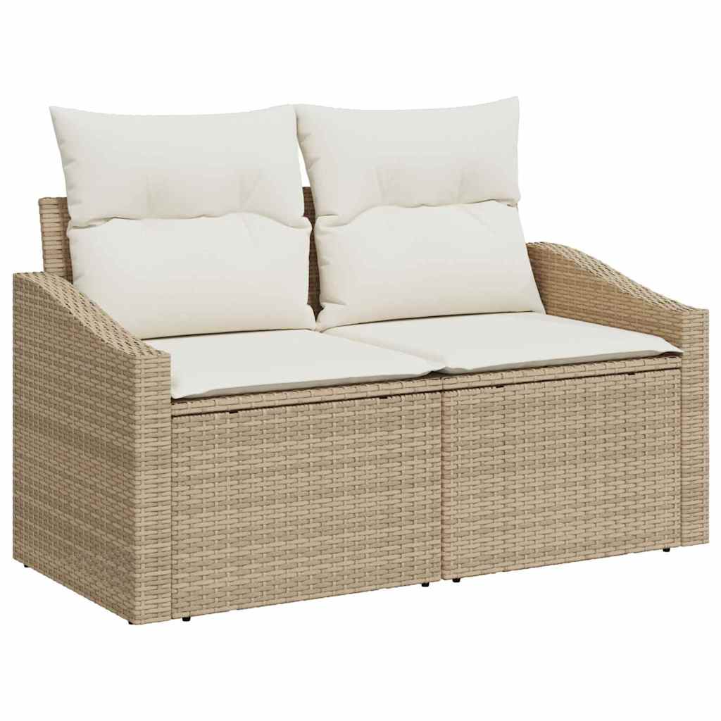 Garten-Sofa-Set mit Speicher 5 pcs Beige Poly Rattan