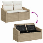 Garten-Sofa-Set mit Speicher 7 pcs Beige Poly Rattan