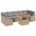 Garten-Sofa-Set mit Speicher 8 pcs Beige und Hellgrau