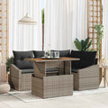 Garten-Sofa-Set mit Speicher 5 pcs Grau Poly Rattan