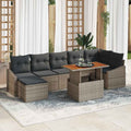 Garten-Sofa-Set mit Speicher 8 pcs Grau Poly Rattan