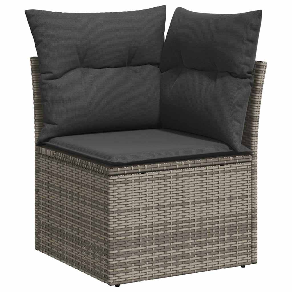 Garten-Sofa-Set mit Speicher 8 pcs Grau Poly Rattan