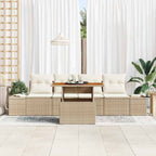 Garten-Sofa-Set mit Speicher 5 pcs Beige Poly Rattan