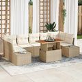 Garten-Sofa-Set mit Speicher 8 pcs Beige Poly Rattan