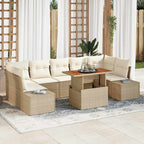 Garten-Sofa-Set mit Speicher 8 pcs Beige Poly Rattan