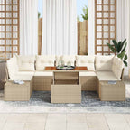 Garten-Sofa-Set mit Speicher 8 pcs Beige Poly Rattan