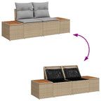 Garten-Sofa-Set mit Speicher 5 pcs Beige Poly Rattan