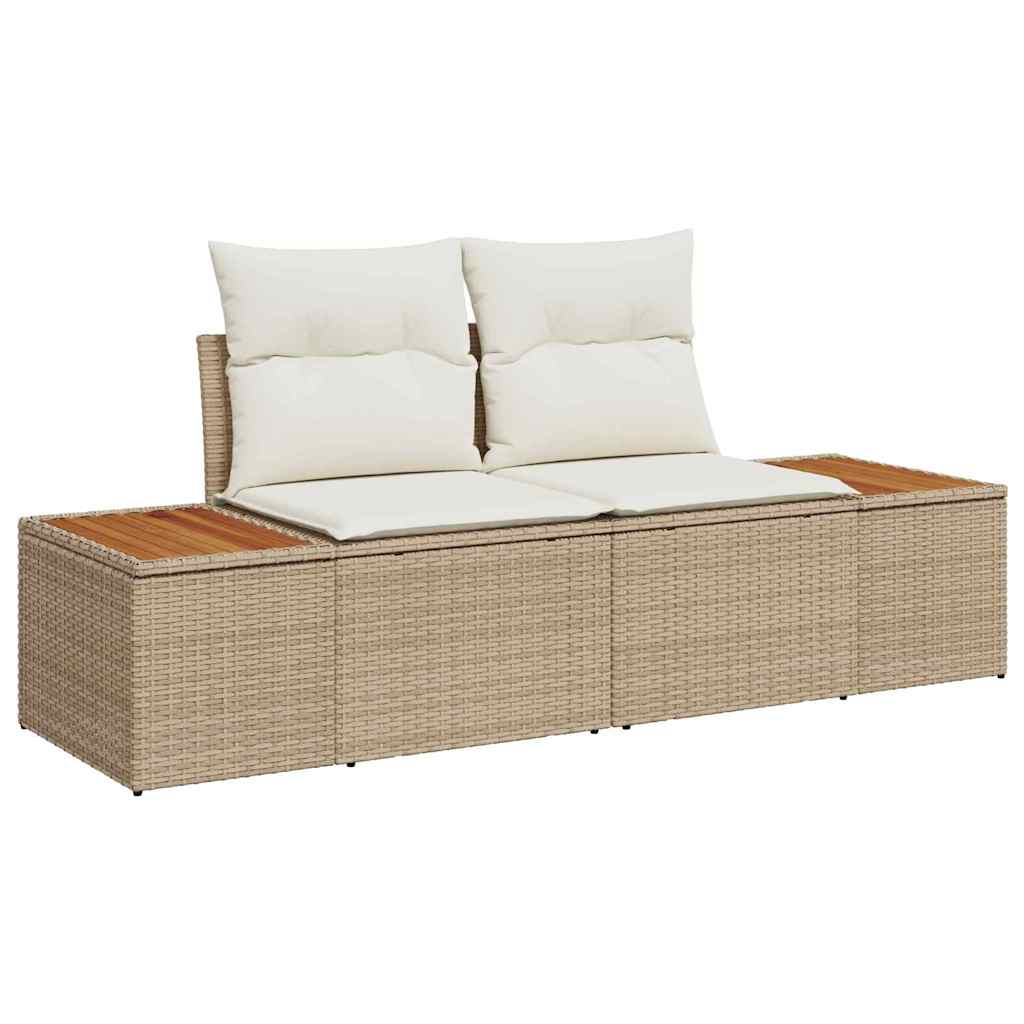 Garten-Sofa-Set mit Speicher 6 pcs Beige Poly Rattan
