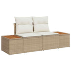 Garten-Sofa-Set mit Speicher 7 pcs Beige Poly Rattan