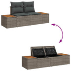 Garten-Sofa-Set mit Speicher 6 pcs Grau Poly Rattan