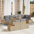 Garten-Sofa-Set mit Speicher 9 pcs Beige Poly Rattan