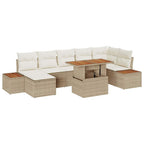 Garten-Sofa-Set mit Speicher 8 pcs Beige Poly Rattan