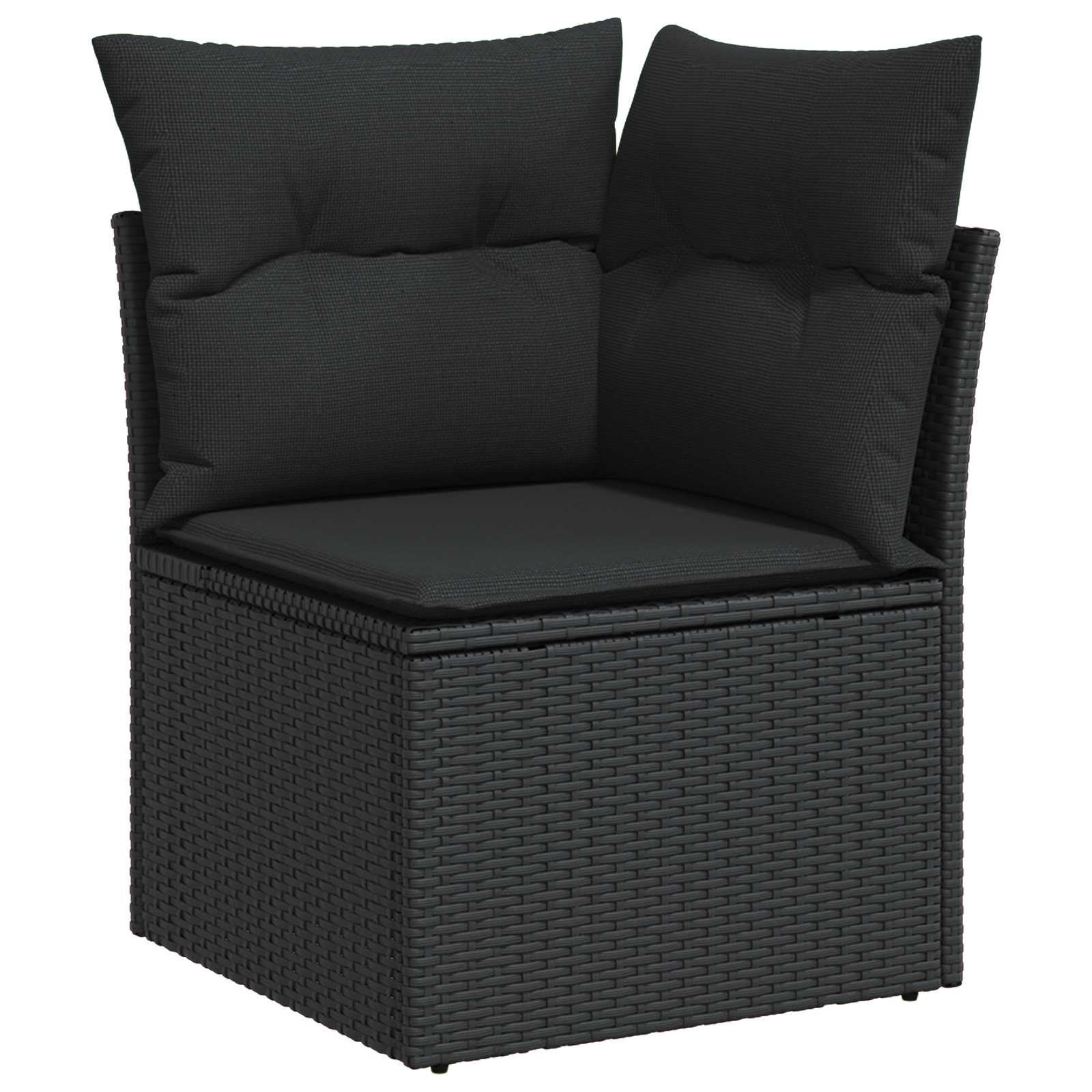 Garten-Sofa-Set mit Speicher 11 pcs Schwarz Poly Rattan