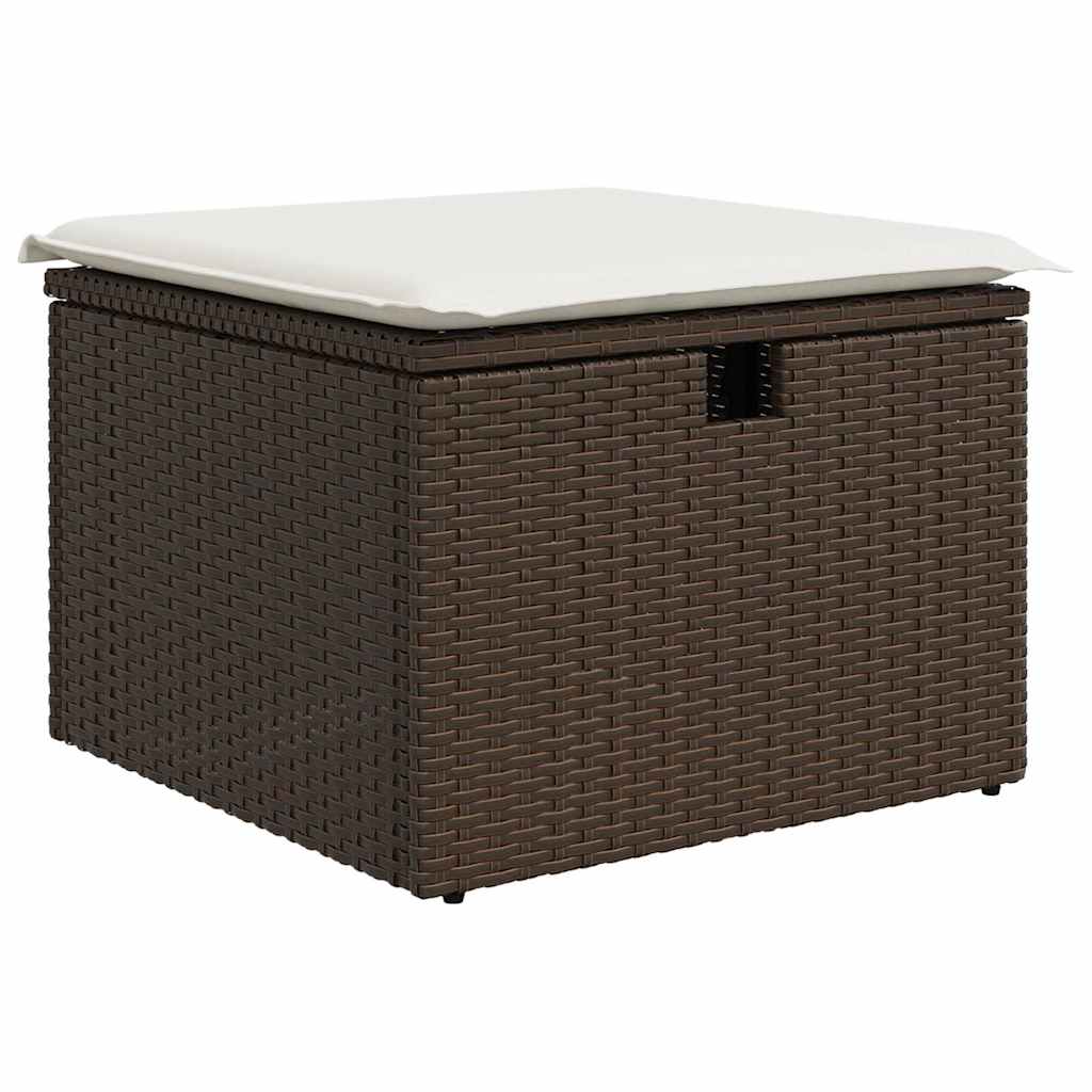 Gartensofa-set mit Kissen 5 pcs Braun und Creme Poly-Rattan