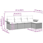 Gartensofa-set mit Kissen 5 pcs Braun und Creme Poly-Rattan