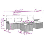 Gartensofa-set mit Kissen 6 pcs Hellgrau Poly-Rattan