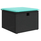 Gartensofa-set mit Kissen 6 pcs Schwarz und Türkis Poly-Rattan